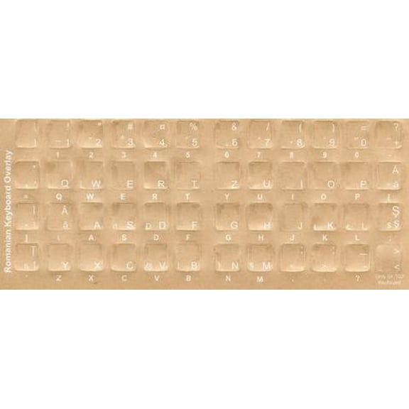 Romanian Keyboard Stickers - Labels - Overlays with White Characters for Black Computer Keyboard