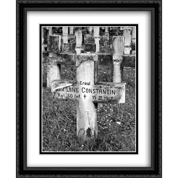 Romanian Military Cemetery, World War I 2x Matted 28x34 Large Black Ornate Framed Art Print by The Cityscape Art Print Series