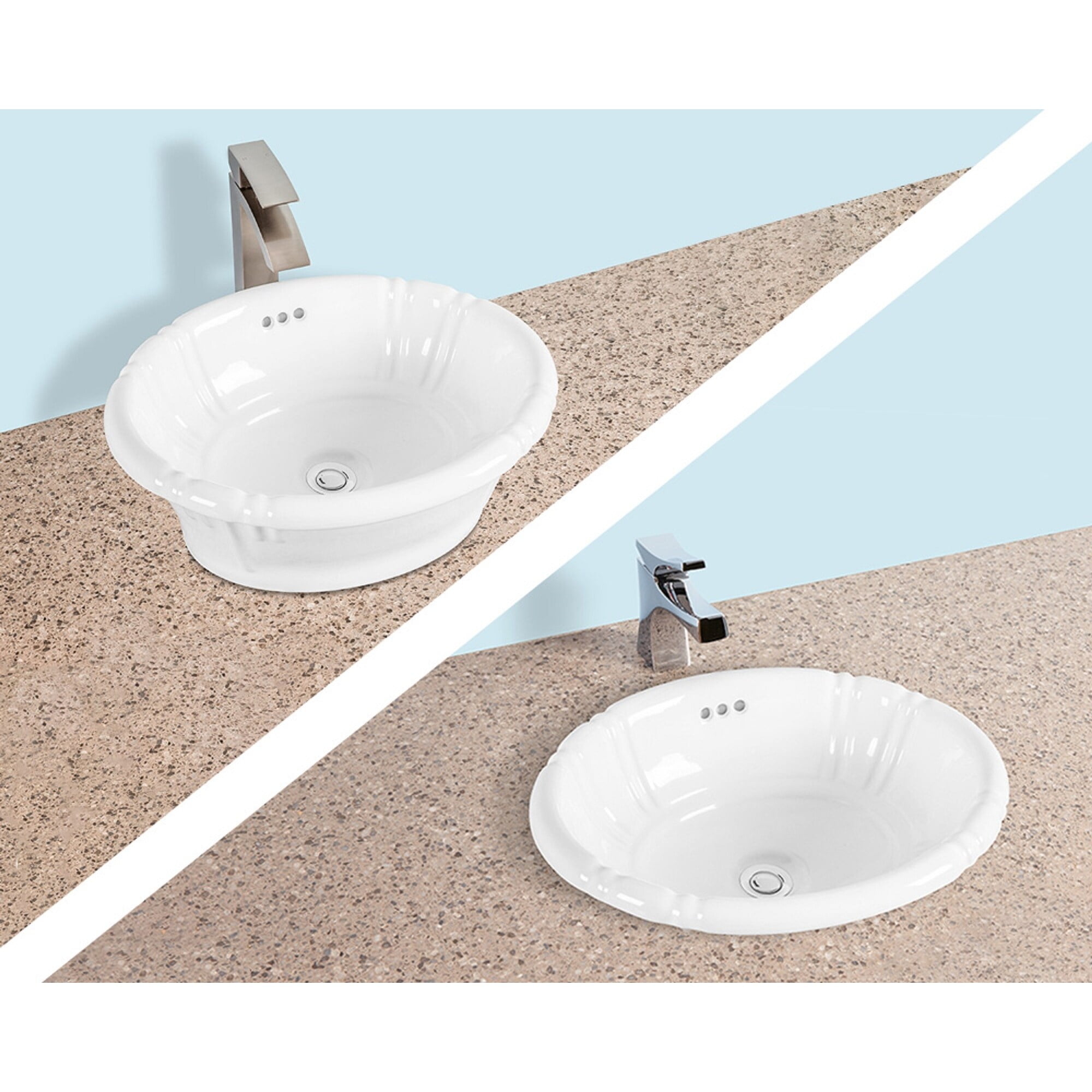 18.75'' White Ceramic Oval Above-Counter Bathroom Sink