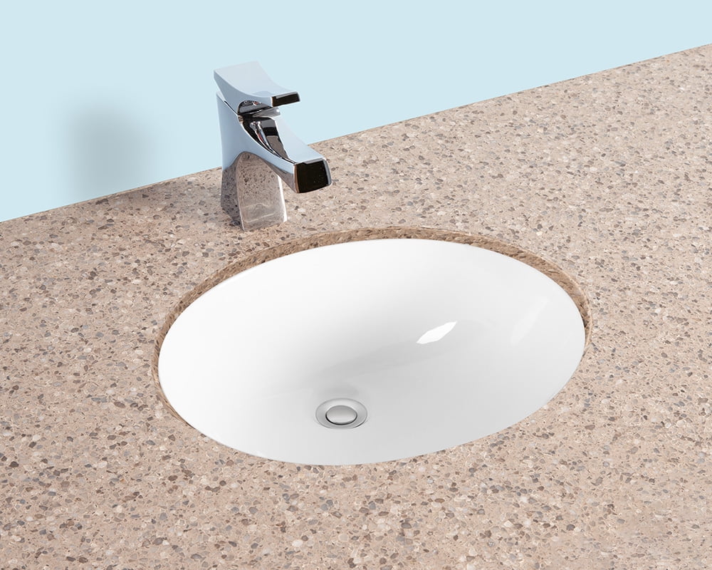 Romano 1916, 19'' 19x16 Oval Undermount Bathroom Sink w/Concealed Overflow hole, Modern Style Porcelain Ceramic Lavatory, White Vanity Vessel Sink Bowl