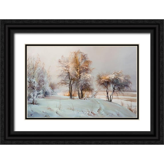 Romanov, Roman 14x11 Black Ornate Wood Framed with Double Matting Museum Art Print Titled - It snowed