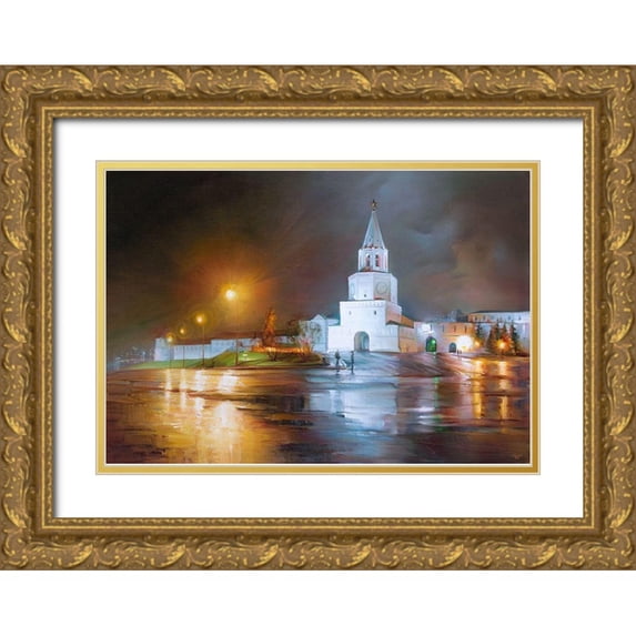 Romanov, Roman 14x11 Gold Ornate Wood Framed with Double Matting Museum Art Print Titled - Evening Kazan