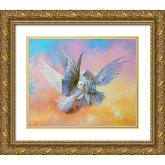 Romanov, Roman 17x15 Gold Ornate Wood Framed with Double Matting Museum Art Print Titled - Doves