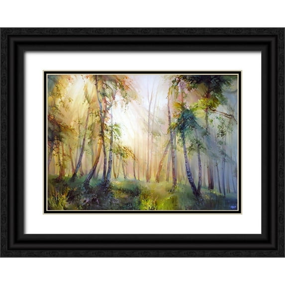 Romanov, Roman 24x18 Black Ornate Wood Framed with Double Matting Museum Art Print Titled - Forest tale