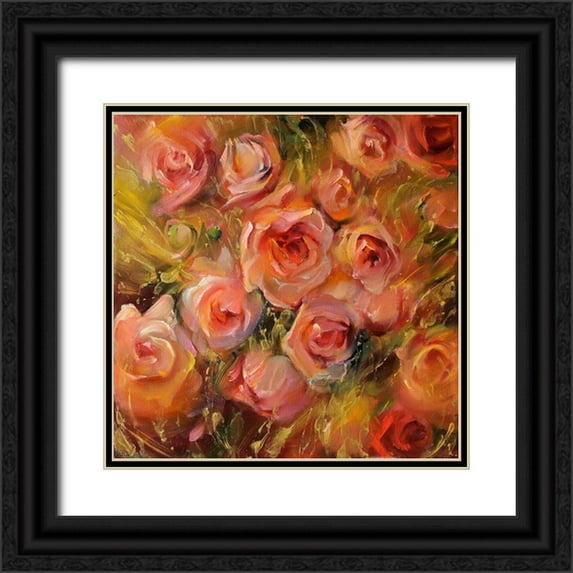 Romanov, Roman 26x26 Black Ornate Wood Framed with Double Matting Museum Art Print Titled - Roses 1