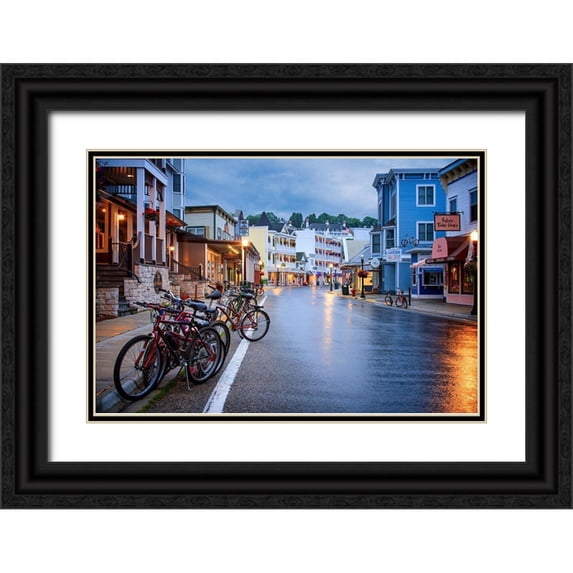 Romanowicz, Adam 32x23 Black Ornate Wood Framed with Double Matting Museum Art Print Titled - Quiet Dawn On Mackinac Island