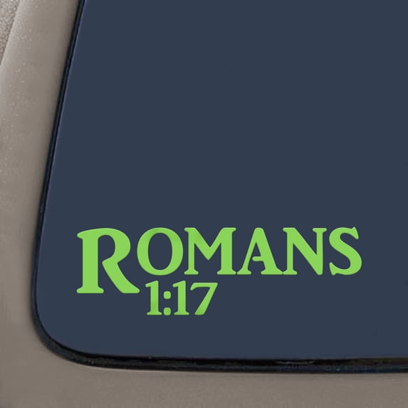 Romans 1:17 Bible Verse Decal Sticker | 7.5-Inches By 2.3-Inches | Religious Motivational Inspirational Educational | Lime Green Vinyl