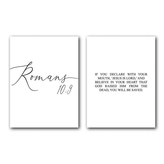 Romans 10:9, You Will Be Saved, Bible Verse, Set of 2 Prints, Wall Dcor