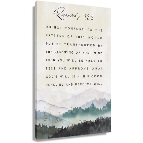 Romans 12 2 Bible Verse Wall Art Scripture Poster Vintage Christian Wall Decoration Hanging Picture Painting Prints Poster Kitchen Vertical Artwork (16x24inch(40x60cm),Unframed)