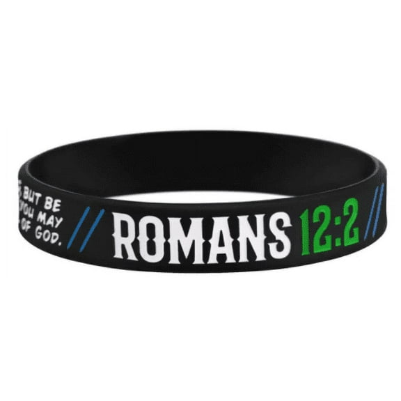 Romans 12:2 Bracelet Silicone Rubber Wristband Christian Religious