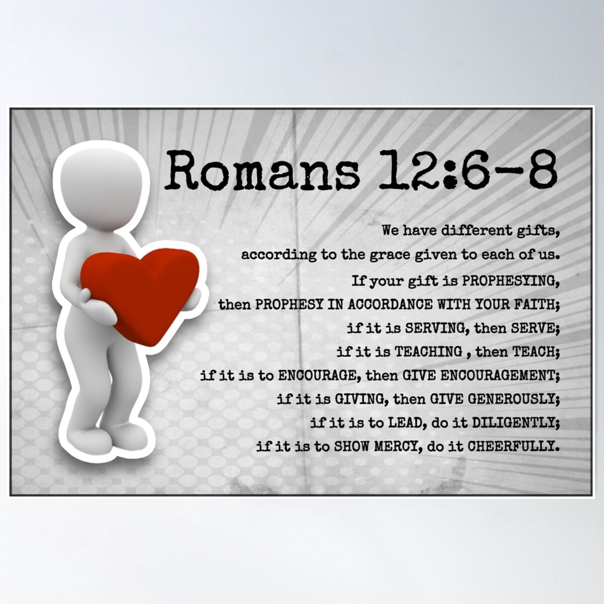 Romans 12:6-8 Poster Wall Art, Modern Wall Decor For Living Room ...