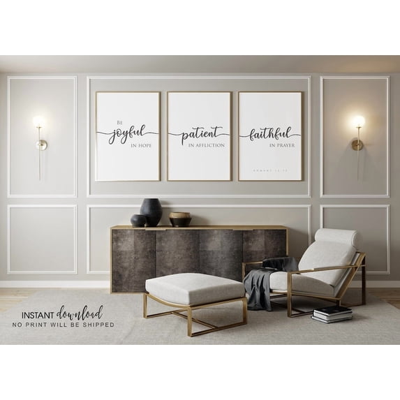 Romans 1212 Bible Verse Wall Art Christian Decor Bible Verse Be Joyful ...