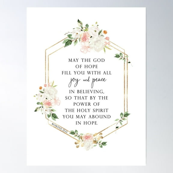 Romans 15:13 Joy & Peace Poster Wall Art, Modern Wall Decor For Living Room Bedroom, 8x12 UNFRAMED