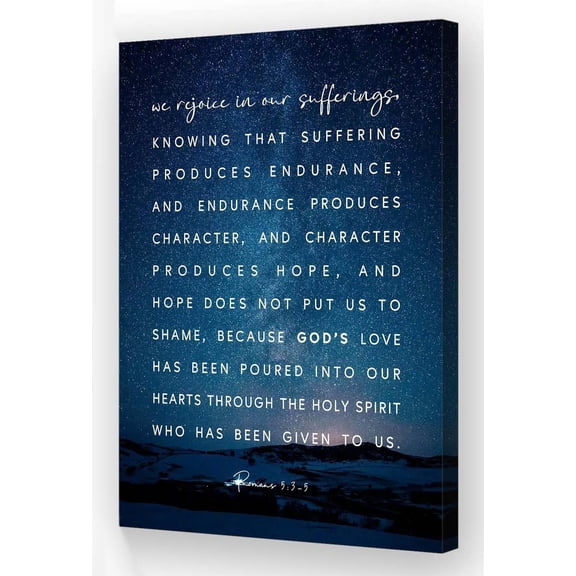 Romans 5 3-5 Prayer Poster Bible Verse Wall Art Vintage Scripture Wall Decor Kitchen Wall Prints for Bathroom Canvas Artwork Giclee Fine Art