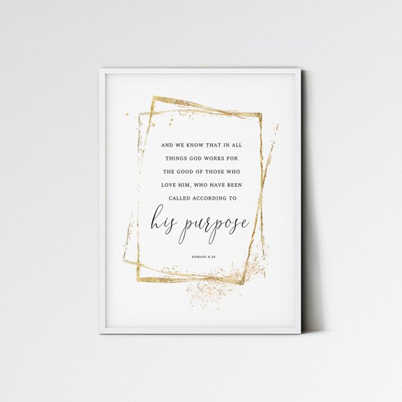 Romans 8:28 All Things Work Together Scripture Wall Art Unframed Paper Print