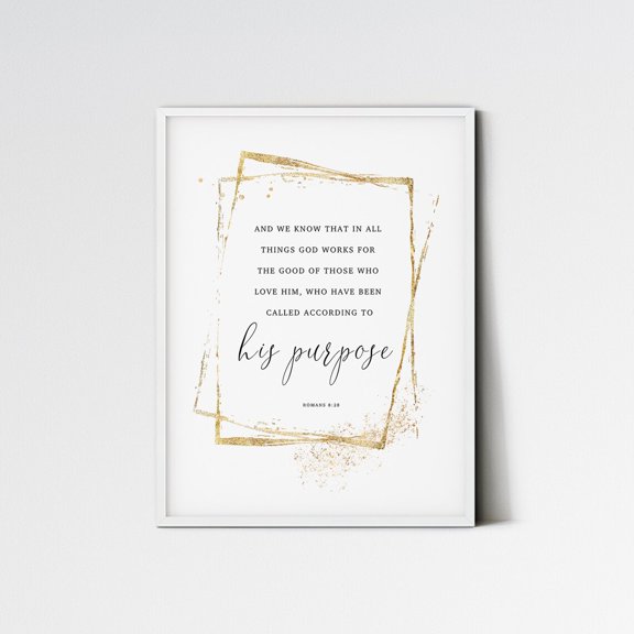 Romans 8:28 All Things Work Together Scripture Wall Art Unframed Paper Print