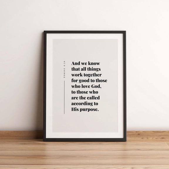 Romans 8 28 All Things Work Together Wall Art, Unframed Canvas Size 8x12