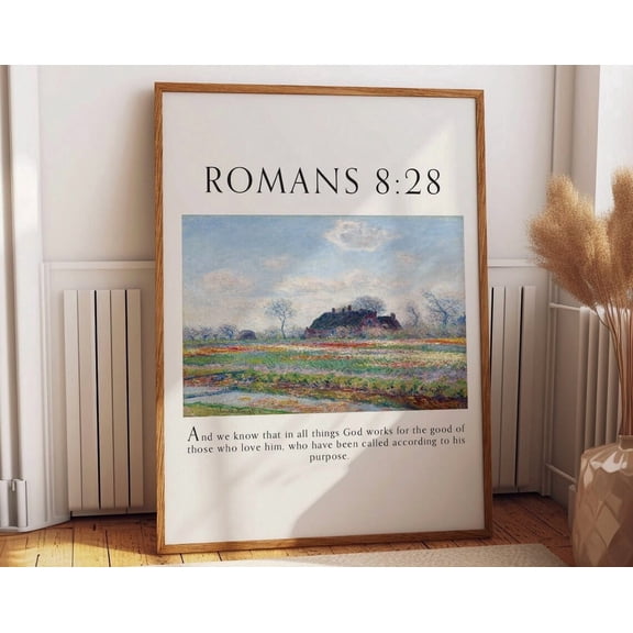Romans 8:28 Bible Scripture Posters Bible Verse Friend Bible Typography Wall Art Modern Wall Decor