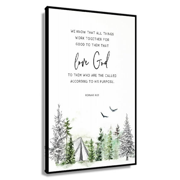 Romans 8 28 Bible Verse Wall Art Christian Printable Watercolor Line ...