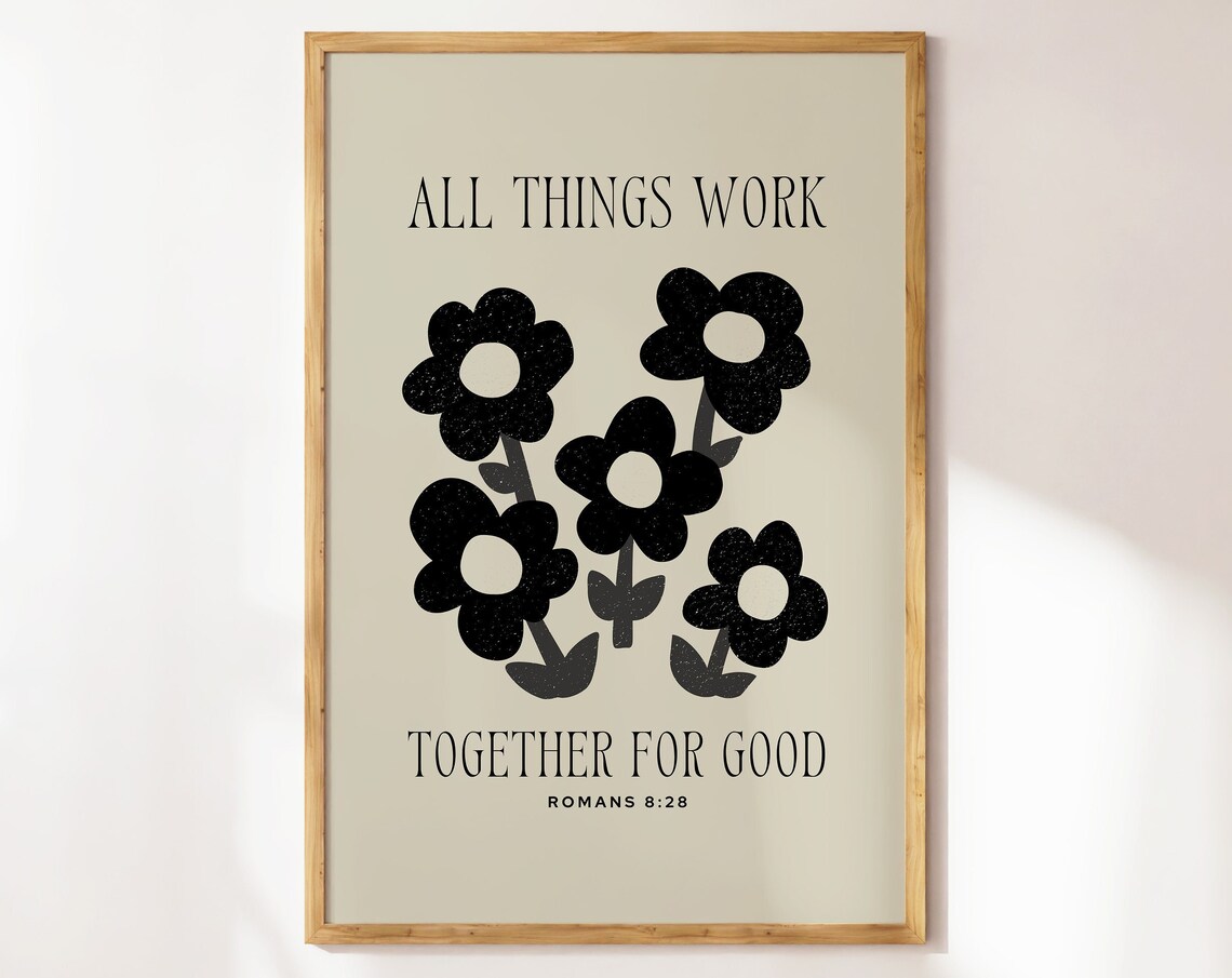 Romans 8:28 Christian Wall Art Inspirational Quote Bible Verse Decor ...