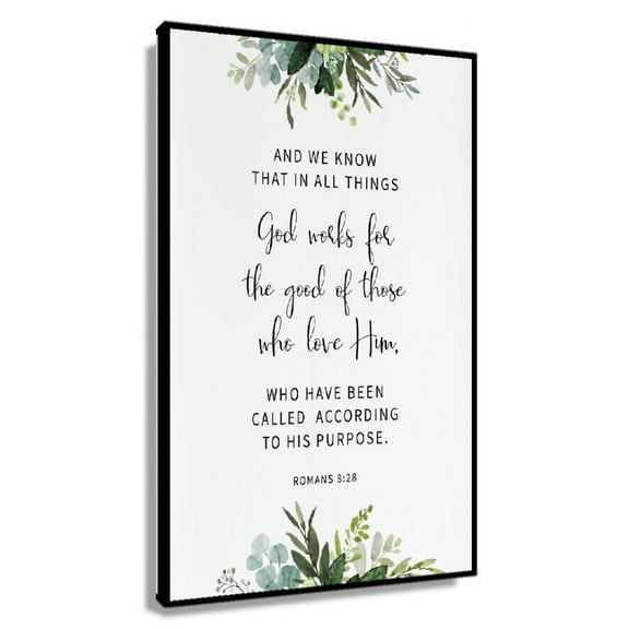 Romans 8 28 God Works for The Good Bible Verse Wall Art, Printable Wall Art, Scripture Print, Large Bible Verse Poster Printing Printed Canvas