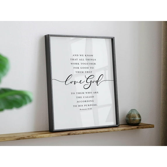 Romans 8:28 Kjv Bible Verse Wall Art, Scripture Print Gift, Christian Verse Artwork For Your Home Decor Wall Art, Modern Wall Decor, 8x12 UNFRAMED