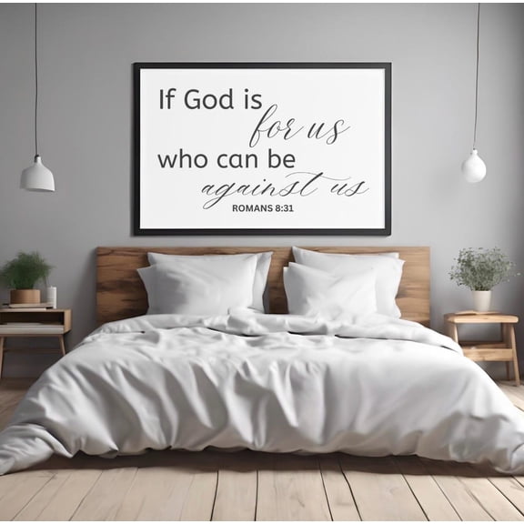 Romans 8:31 Wall Art , If God Is For Us Scripture Print, Christian Bedroom Decor, Bible Verse Unframed Paper Print