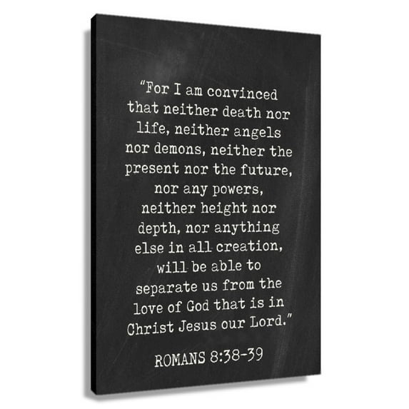 Romans 8 38-39 Wall Art Bible Verse Poster for Bedroom Canvas Prints Giclee Painting Hanging Wall Decorations Vertical Pictures Hall Artwork