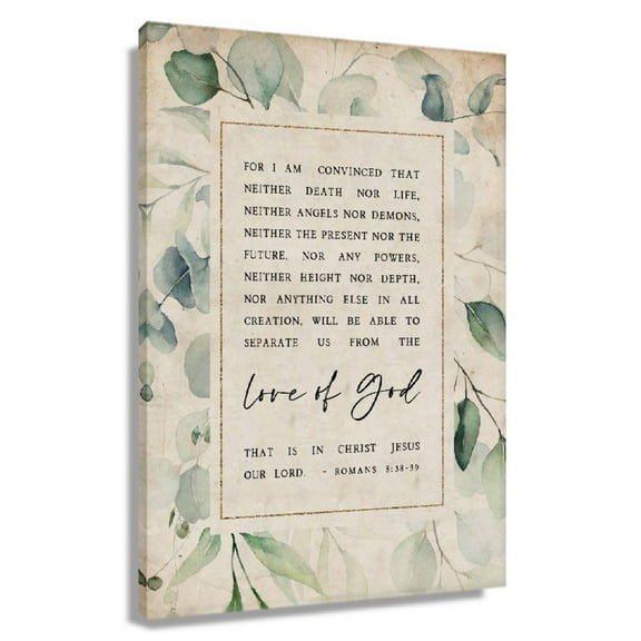 Romans 8 38-39 Wall Art Bible Verse Posters Leaf Wall Art For Room Canvas Artwork Rustic Painting Prints Unframed 12x18 in