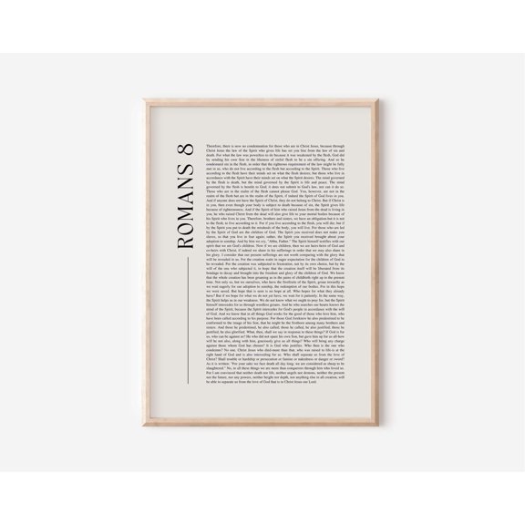 Romans 8 Scripture Christian Wall Art, Unframed Paper Print Size 8x12