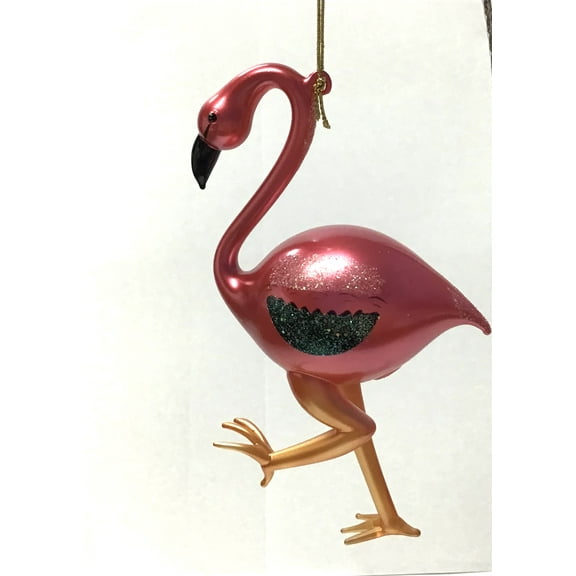 Romans Pink flamingo glass Christmas ornament 6 74594