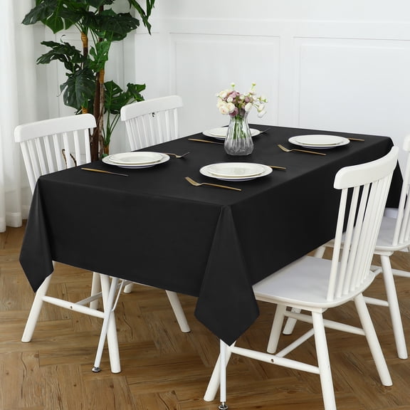 Romanstile 100% Waterproof Linen Tablecloth 54x54 inch,Rectangle Table Cloth Oil Proof Wipeable for Indoor and Outdoor,Black