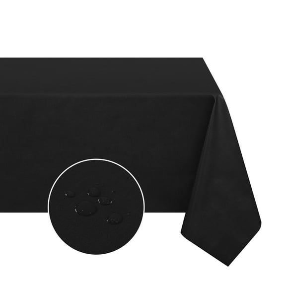 Romanstile 100% Waterproof Linen Tablecloth 54x54 inch,Rectangle Table Cloth Oil Proof Wipeable for Indoor and Outdoor,Black