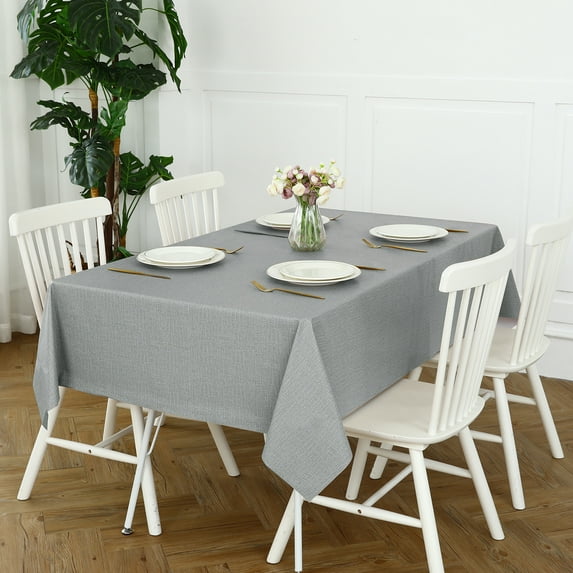 Romanstile 100% Waterproof Linen Tablecloth 60x102 inch,Rectangle Table Cloth Oil Proof Wipeable for Indoor and Outdoor,Light Grey