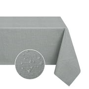 Romanstile 100% Waterproof Linen Tablecloth 60x84 inch,Rectangle Table Cloth Oil Proof Wipeable for Indoor and Outdoor,Light Grey