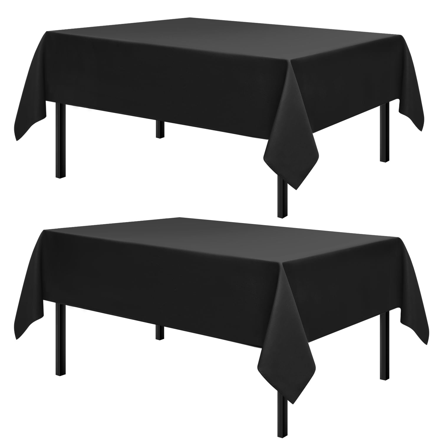 Romanstile 2 Pack Black Tablecloth 60 x 84 Inch,Rectangle Table Clothes for 4 Feet Tables