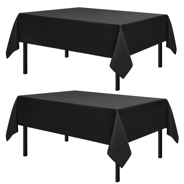 Romanstile 2 Pack Rectangle Tablecloth - Washable Table Cloth Resistance Microfiber Tablecloth Decorative Table Cover for Dining,Party,Outdoor,Tablecloths 60x102inch,Black
