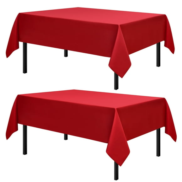 Romanstile 2 Pack Rectangle Tablecloth - Washable Table Cloth Resistance Microfiber Tablecloth Decorative Table Cover for Dining,Party,Outdoor,Tablecloths 60x84inch,Red