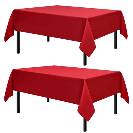 Romanstile 2 Pack Rectangle Tablecloth - Washable Table Cloth Resistance Microfiber Tablecloth Decorative Table Cover for Dining,Party,Outdoor,Tablecloths 60x102inch,Red