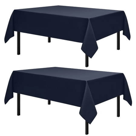 Romanstile 2 Pack Rectangle Tablecloth - Washable Table Cloth Resistance Microfiber Tablecloth Decorative Table Cover for Dining,Party,Outdoor,Tablecloths 60x102inch,Navy Blue