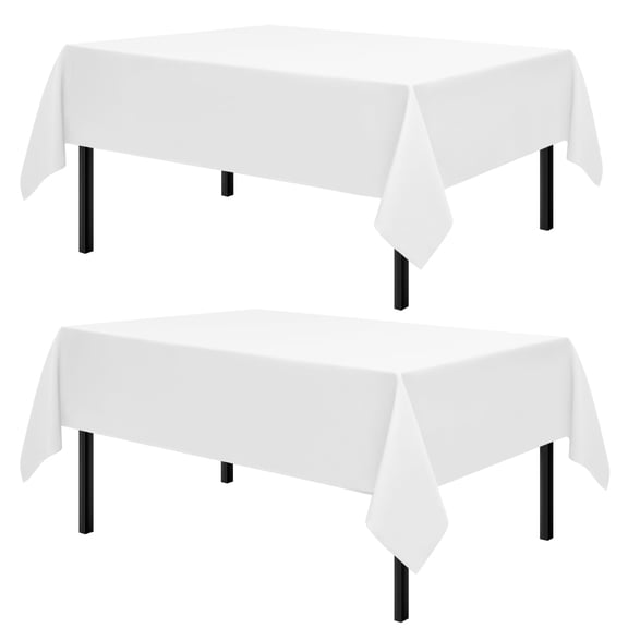 Romanstile 2 Pack Rectangle Tablecloth - Washable Table Cloth Resistance Microfiber Tablecloth Decorative Table Cover for Dining,Party,Outdoor,Tablecloths 60x102inch,White