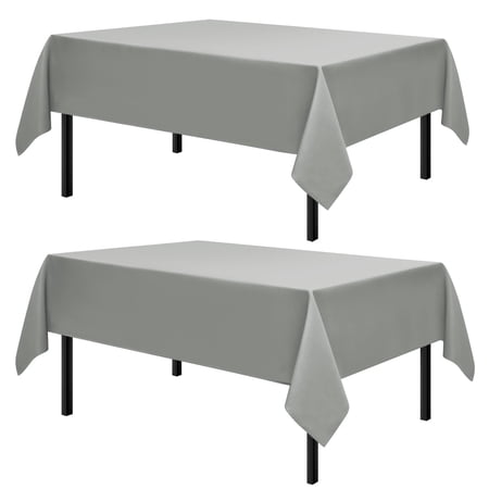 Romanstile 2 Pack Rectangle Tablecloth - Washable Table Cloth Resistance Microfiber Tablecloth Decorative Table Cover for Dining,Party,Outdoor,Tablecloths 60x102inch,Light Grey