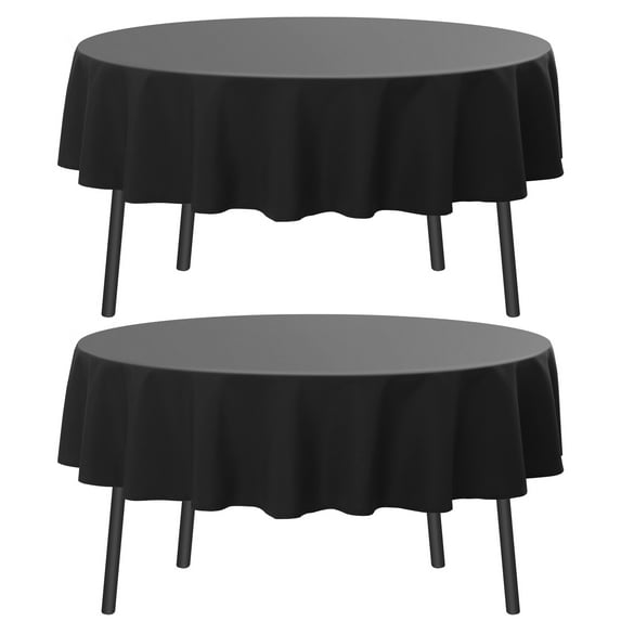 Romanstile 2pack Round Tablecloth 70inch Black Polyester Table Cloths Wrinkle Resistant Washable Fabric Table Cover for Wedding Party Restaurant Buffet Table