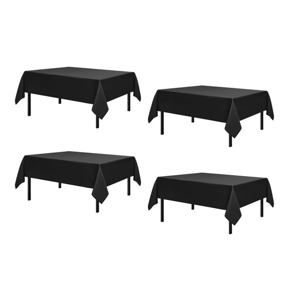 Romanstile 4 Pack Rectangle Tablecloth - Washable Table Cloth Resistance Microfiber Tablecloth Decorative Table Cover for Dining,Party,Outdoor,Tablecloths 60x84inch,Black