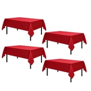 Romanstile 4 Pack Rectangle Tablecloth - Washable Table Cloth Resistance Microfiber Tablecloth Decorative Table Cover for Dining,Party,Outdoor,Tablecloths 52x70inch,Red