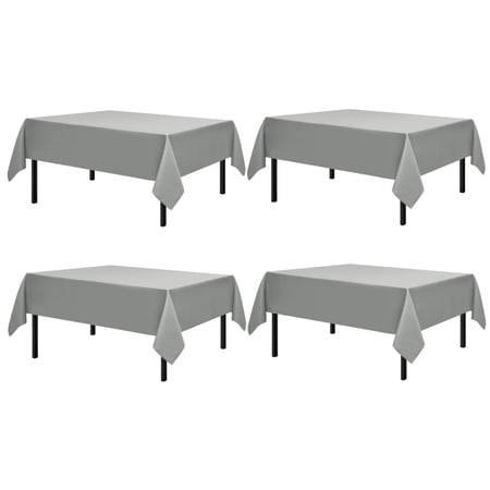 Romanstile 4 Pack Rectangle Tablecloth - Washable Table Cloth Resistance Microfiber Tablecloth Decorative Table Cover for Dining,Party,Outdoor,Tablecloths 60x84inch,Light Grey