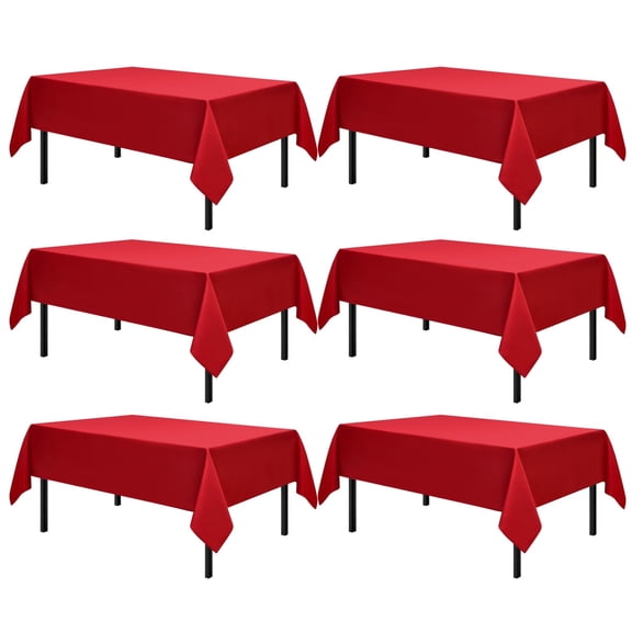 Romanstile 6 Pack Rectangle Tablecloth - Washable Table Cloth Resistance Microfiber Tablecloth Decorative Table Cover for Dining,Party,Outdoor,Tablecloths 52x70inch,Red