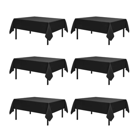 Romanstile 6 Pack Rectangle Tablecloth - Washable Table Cloth Resistance Microfiber Tablecloth Decorative Table Cover for Dining,Party,Outdoor,Tablecloths 60x84inch,Black