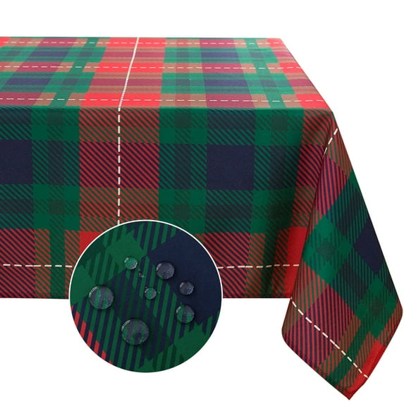 Romanstile Christmas Rectangle Green Plaid Tablecloth -Christmas Tablecloths 60'' x 102'' - Christmas Table Covers, Washable Polyester Table Cloths for Xmas Dinner/Party Decoration/Holiday
