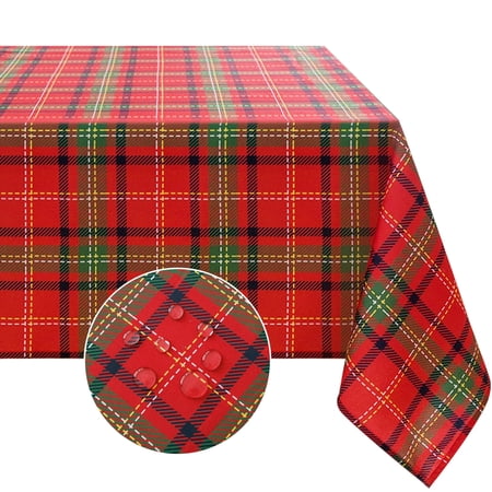 Romanstile Christmas Tablecloth for Rectangle Tables,Polyester Table Cover Perfect for Holiday Parties,Dining and Banpuet (Christmas Red Plaid Xmas Waterproof Tablecloths,60*102in)